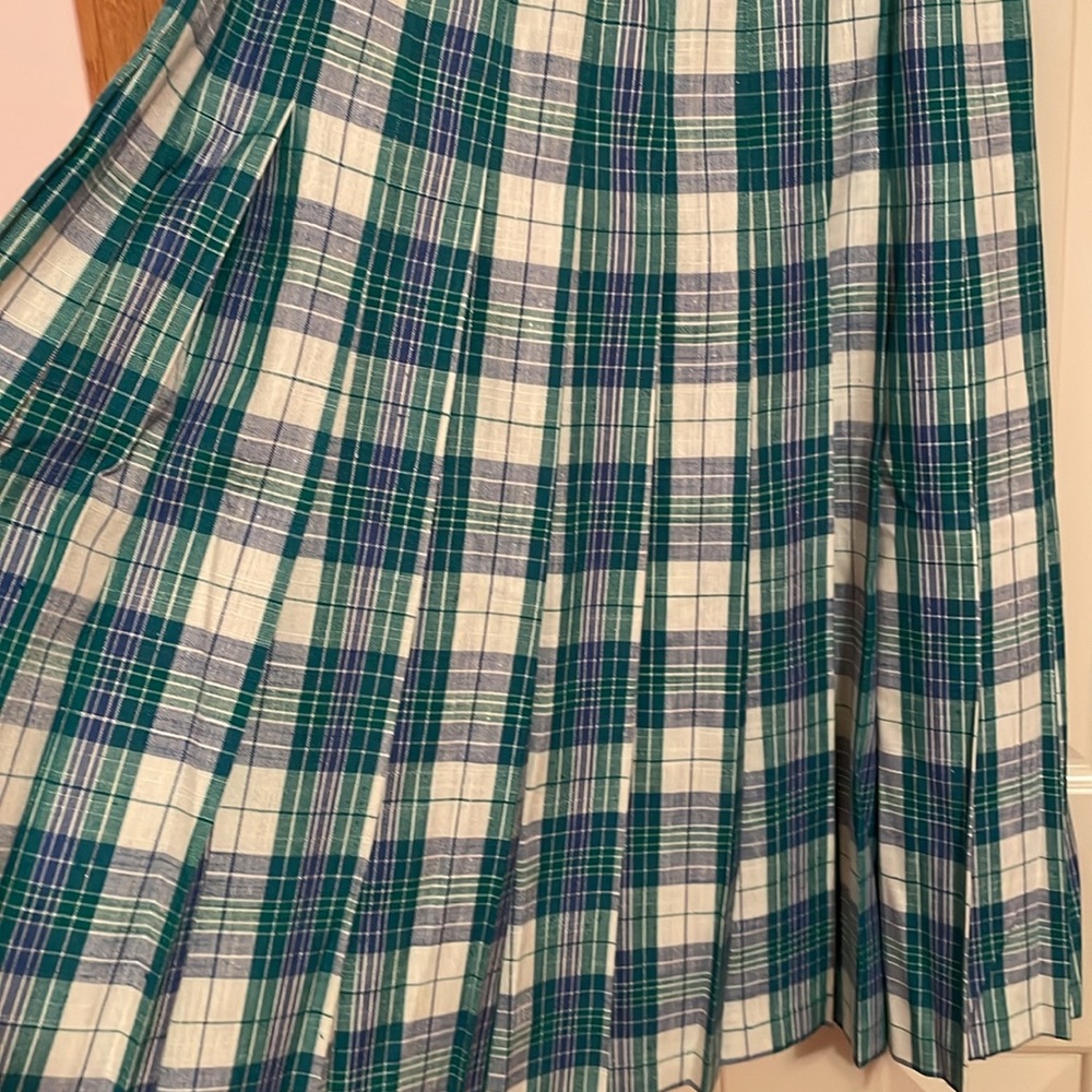 Vintage Country Sophisticates Petite by Pendleton Plaid Green and White Skirt - Picture 3 of 8